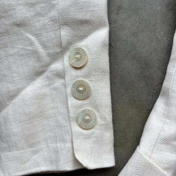 Vintage Faconnable Blazer Men's Sz 6 Beige Linen Canvas Hopsack Premium Designer - Picture 5 of 11